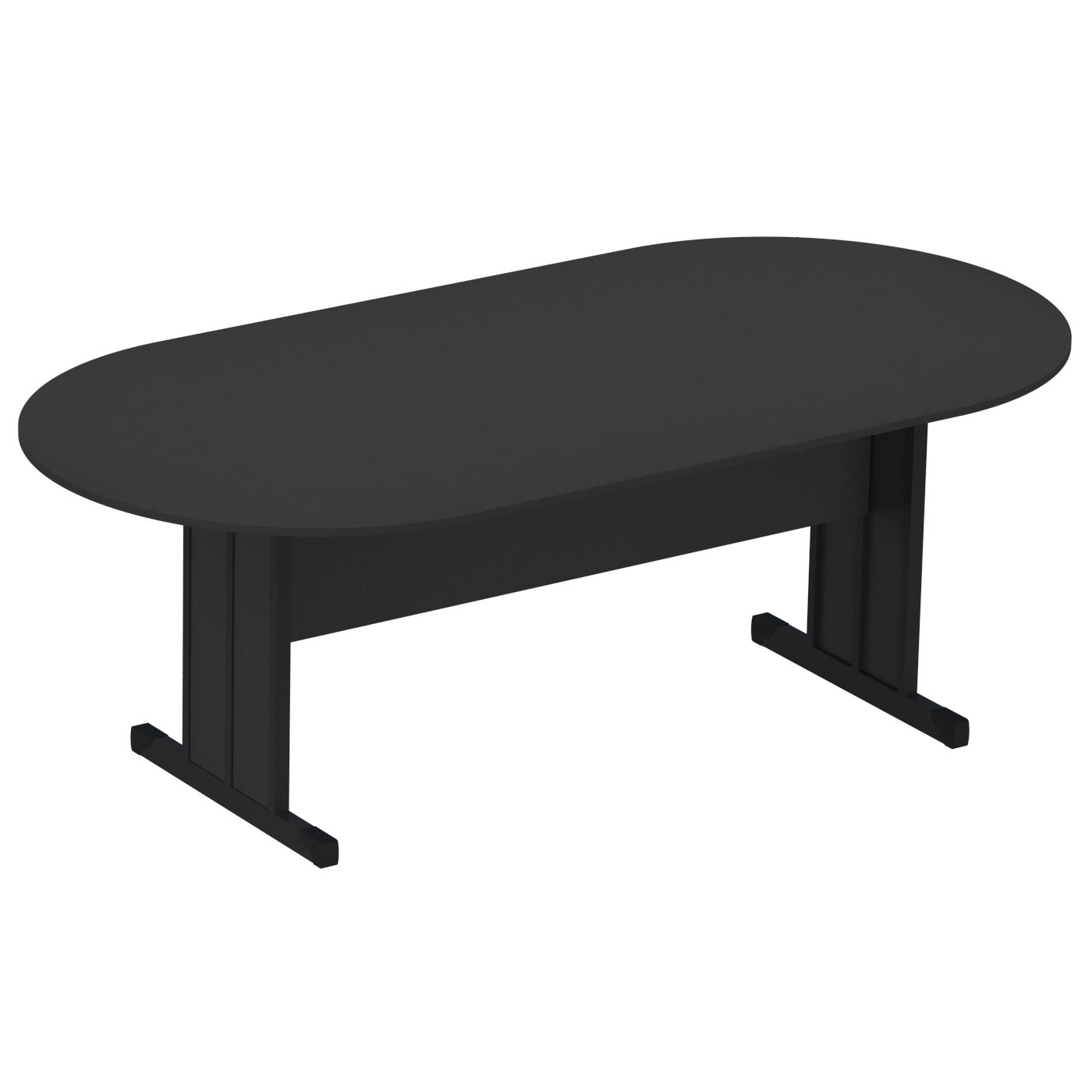 MESA DE REUNIÃO OVAL COM ABAS PRETO 15MM 2000X750X1000 333010015004