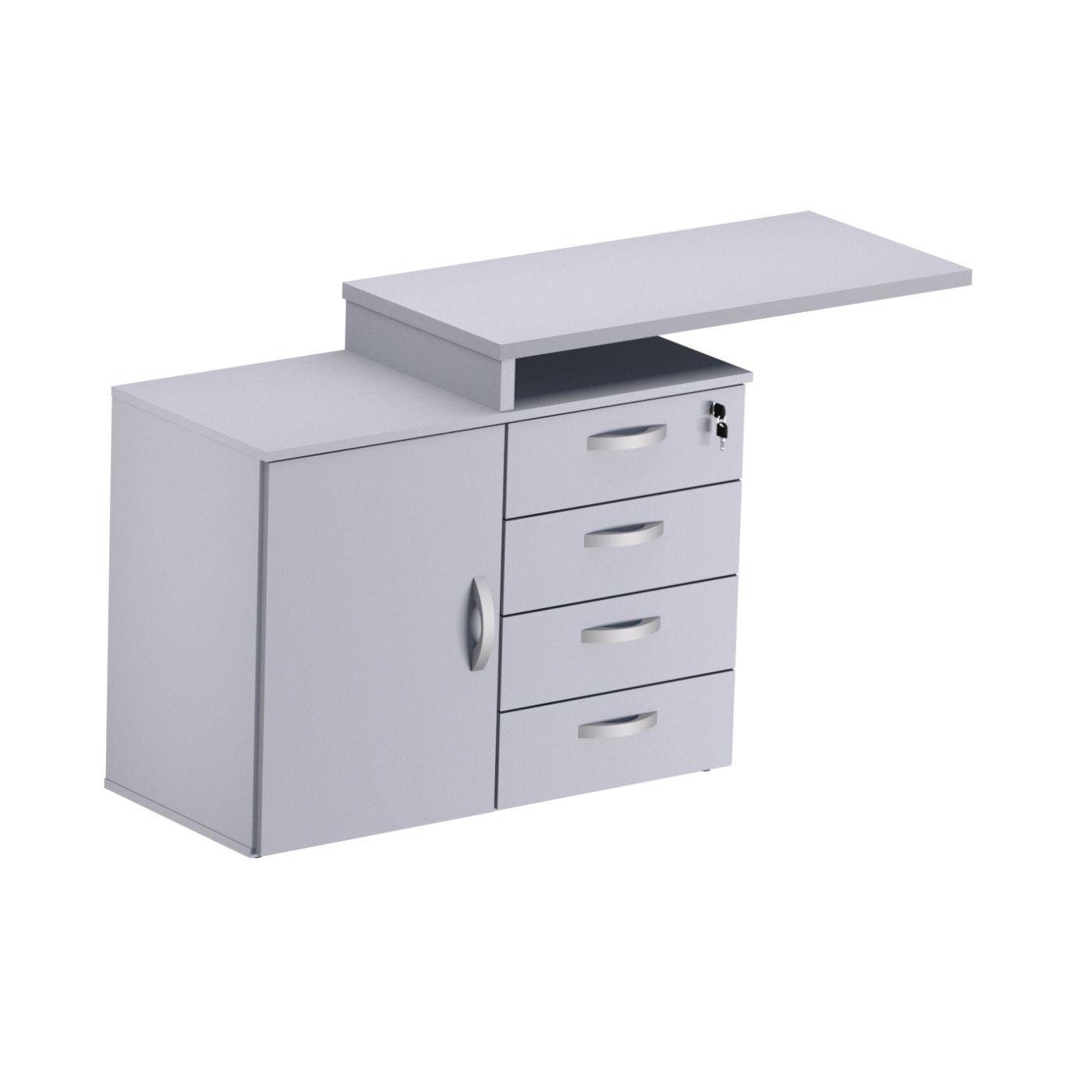 MESA AUXILIAR 1 PORTA 4 GAV. CINZA M25 900X755X420 331087125001
