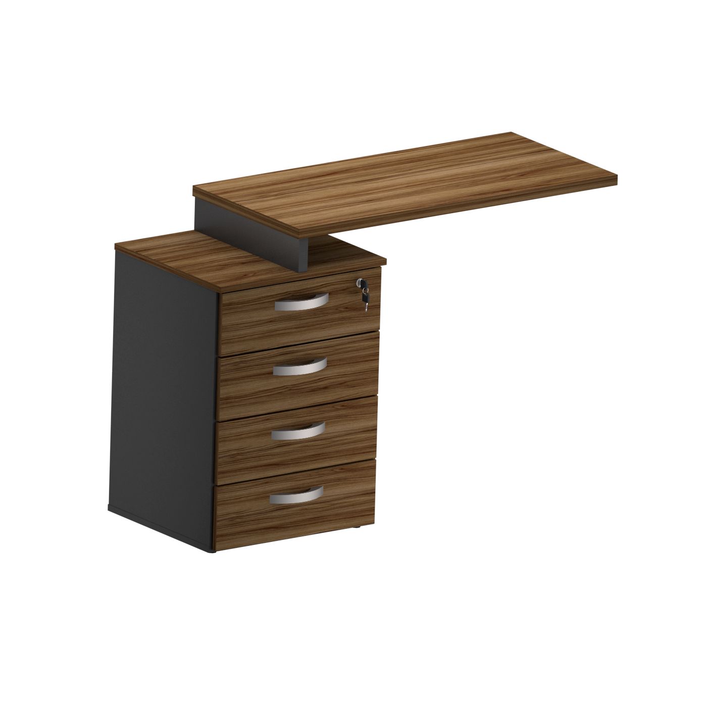 MESA AUXILIAR PEDESTAL 4 GAV. NOGAL/PRETO M25 900X755X420 331080225008