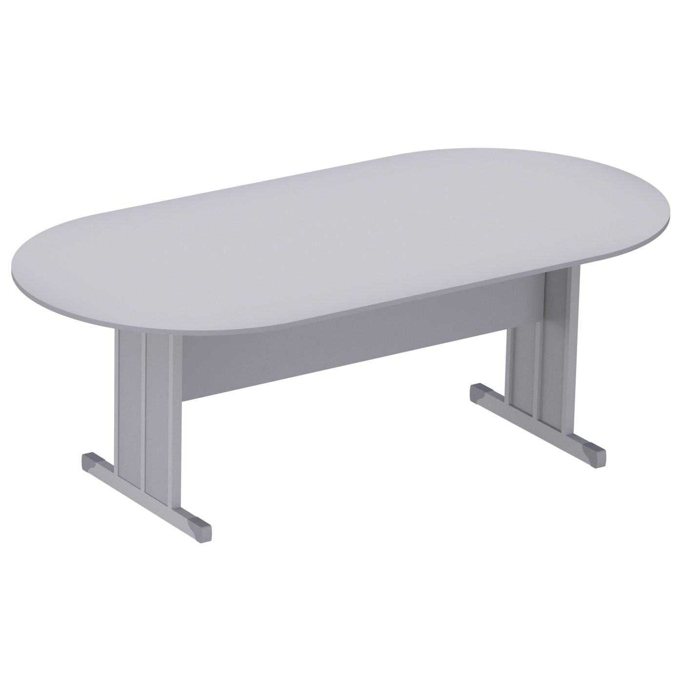 MESA DE REUNIÃO OVAL COM ABAS CINZA 15MM 2000X750X1000 333010015001