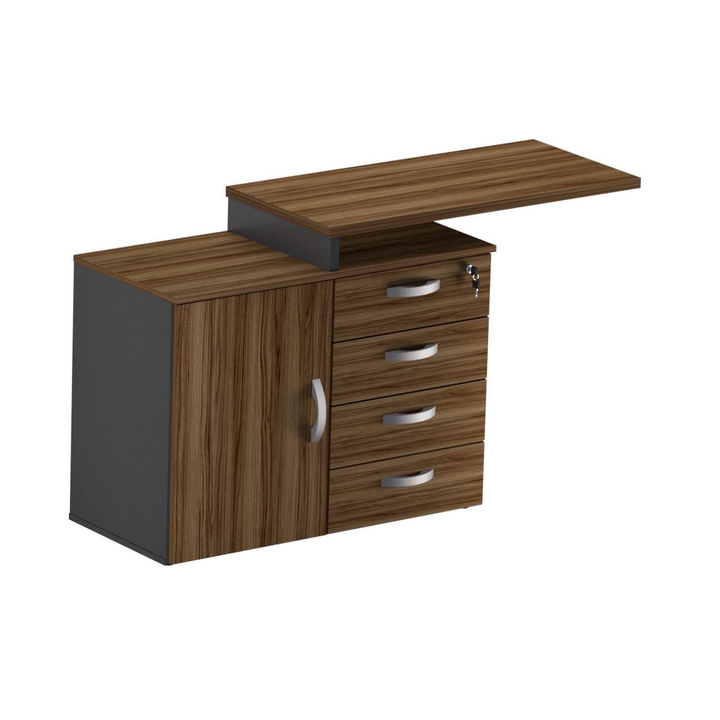 MESA AUXILIAR 1 PORTA 4 GAV. NOGAL/PRETO M25 900X755X420 331087125008